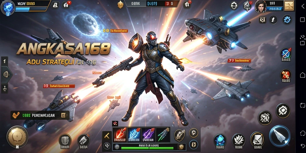 Tangkapan layar dari gameplay pertempuran seru di ANGKASA168.