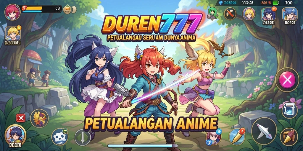 Screenshot DUREN777 menampilkan pertarungan epik ala anime.