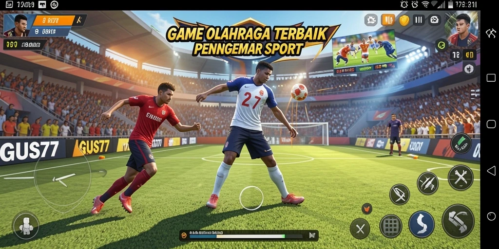 Screenshot gameplay menunjukkan intensitas pertandingan olahraga di GUS77.
