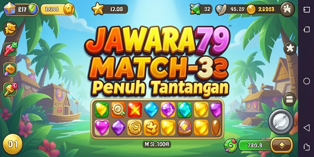 Screenshot utama JAWARA79 menampilkan gameplay Match-3 yang seru.
