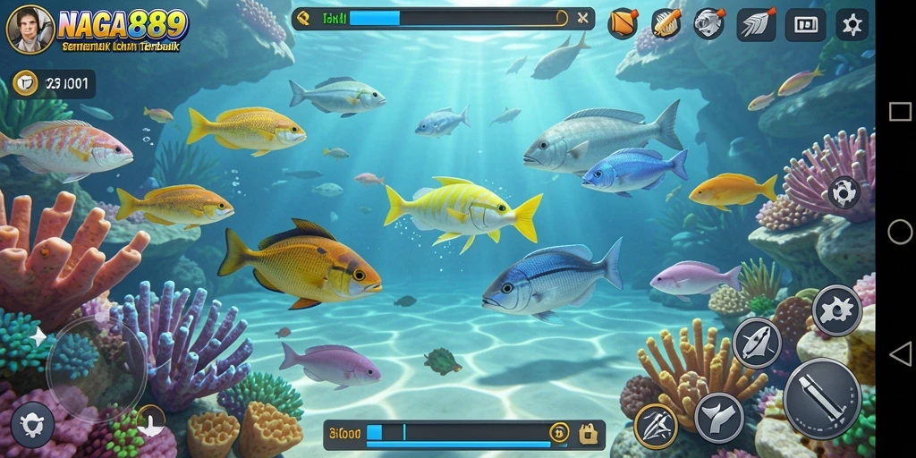 Screenshot gameplay NAGA889 menampilkan aksi tembak ikan yang seru.