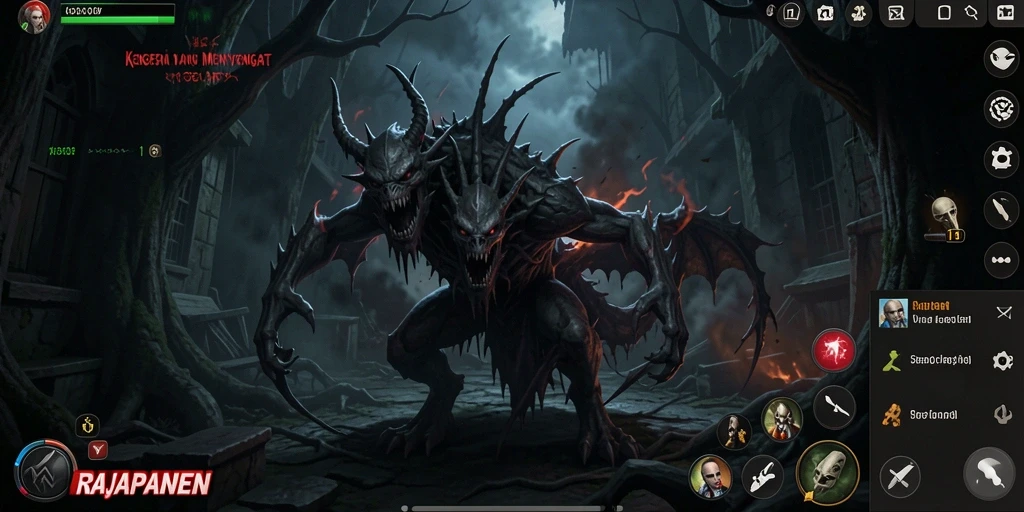 Tampilan menakutkan dalam gameplay RAJAPANEN yang mendebarkan.