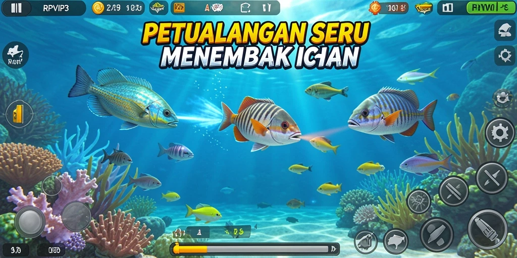 Tampilan gameplay menarik dari RPVIP3 dalam menembak ikan.