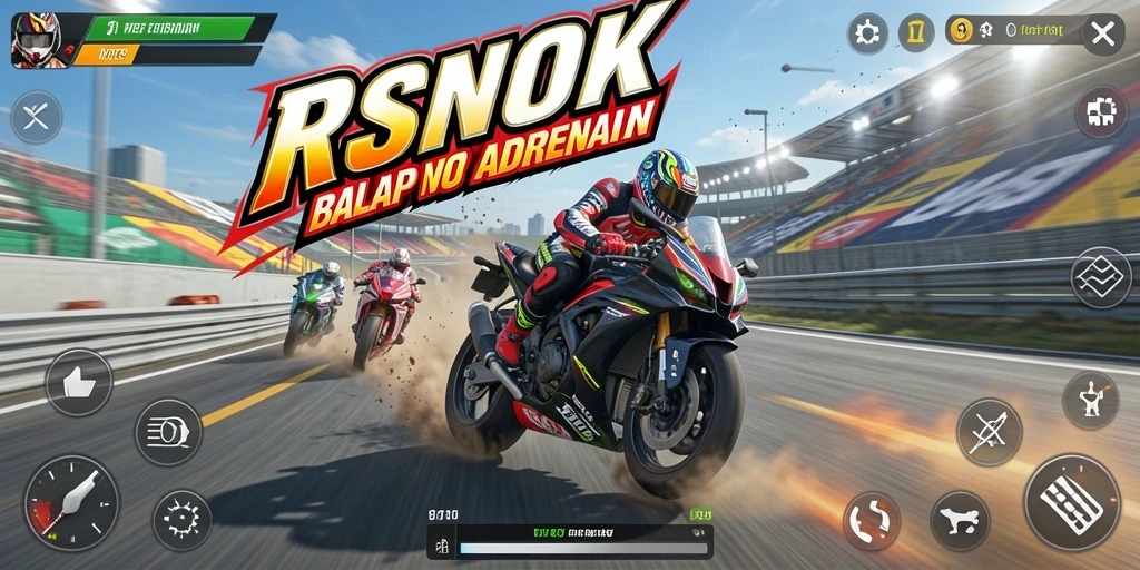 Screenshot RSNOK menampilkan aksi balap motor yang mendebarkan.