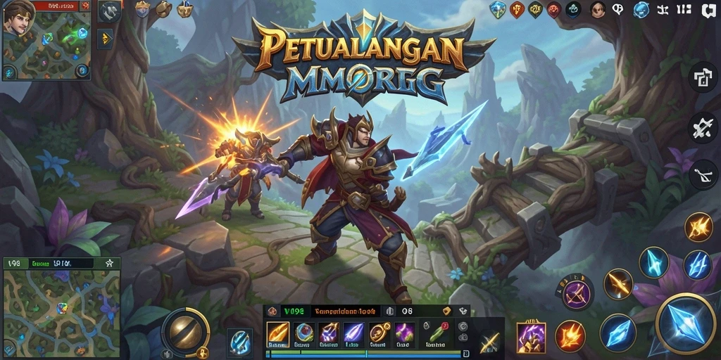 Tampilan gameplay V98 yang mendebarkan dan penuh aksi MMORPG.