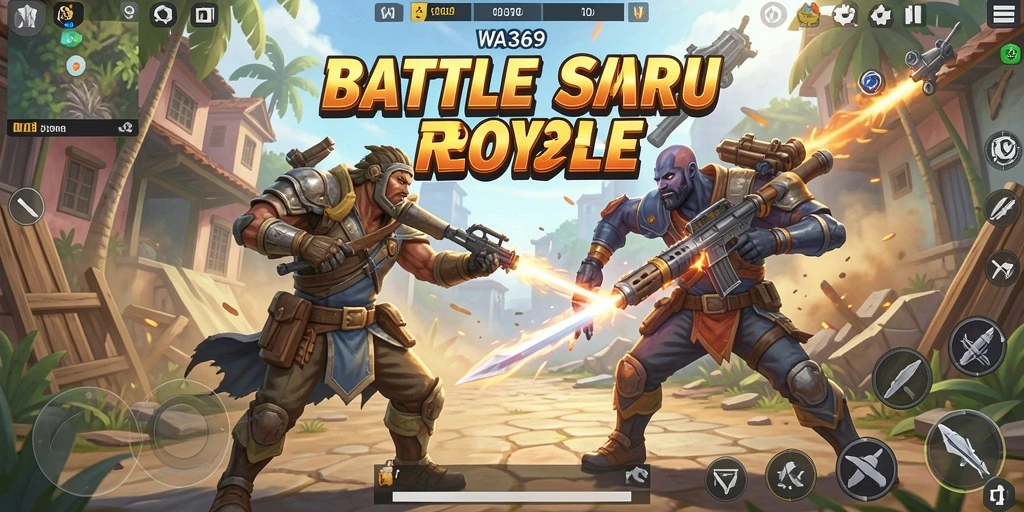 Tampilan aksi seru gameplay WA369 dalam pertempuran Battle Royale.